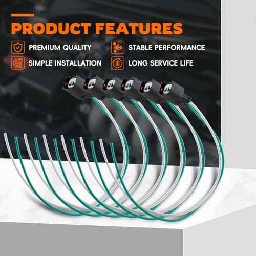 GoaMotors 6pcs Fuel Injector Alternator Connector EV6 Plug Pigtail Wiring Repair Harness for Jeep for Dodge Dakota Challenger for Wrangler JK TJ for Chrysler 300 - Image 3