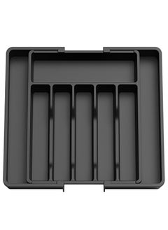 Beauenty Silverware Drawer Organizer,Expandable Utensil Organizer,Adjustable Kitchen Flatware Organizer Large Capacity Utensil Organizer and Storage Cutlery Tray for Spoons Forks Knives(Black)  - Image 1
