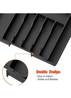 Beauenty Silverware Drawer Organizer,Expandable Utensil Organizer,Adjustable Kitchen Flatware Organizer Large Capacity Utensil Organizer and Storage Cutlery Tray for Spoons Forks Knives(Black)  - Image 4