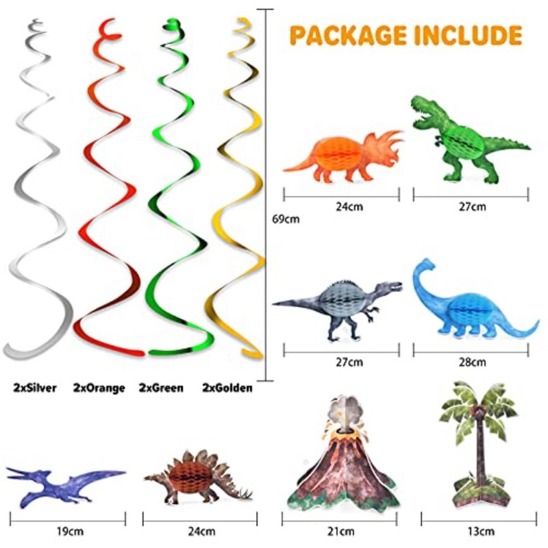 8 PCS Dinosaur Party Honeycomb Centerpieces + Dinosaur Tablecloth - Image 5