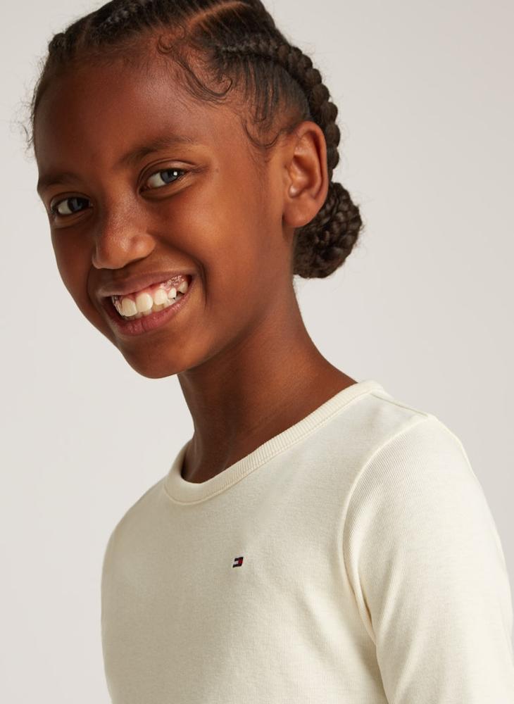 TOMMY HILFIGER Kids Slub Knitted Long Sleeve Top  - Image 3