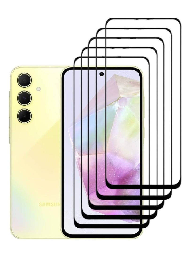 AINA 5 Pieces Tempered Glass Screen Protector 5D Designed For Samsung Galaxy A35 Full Glue Edge to Edge Full Screen Coverage And Bubble Free - Image 1