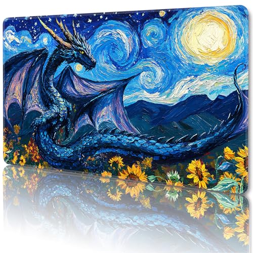 Sepmat MTG Playmat Magic Card Playmat Game MatTCG CCG Card Games Mat with Free Storage Bags Size 24 x 14 Inches No with ZonesDragon1 - Image 1