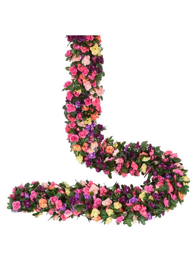 DearHouse 4 Pack Fake Rose Vine Flowers Plants Artificial Flower Hanging Rose Ivy Home Hotel Office Wedding Party Garden Craft Art Dcor (Multicolor) - Image 1