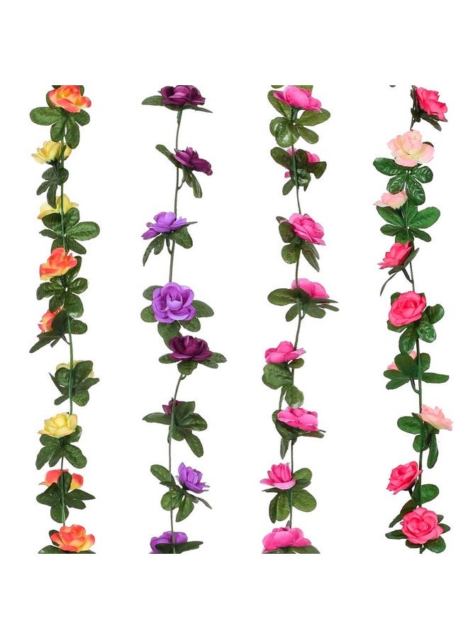DearHouse 4 Pack Fake Rose Vine Flowers Plants Artificial Flower Hanging Rose Ivy Home Hotel Office Wedding Party Garden Craft Art Dcor (Multicolor) - Image 2
