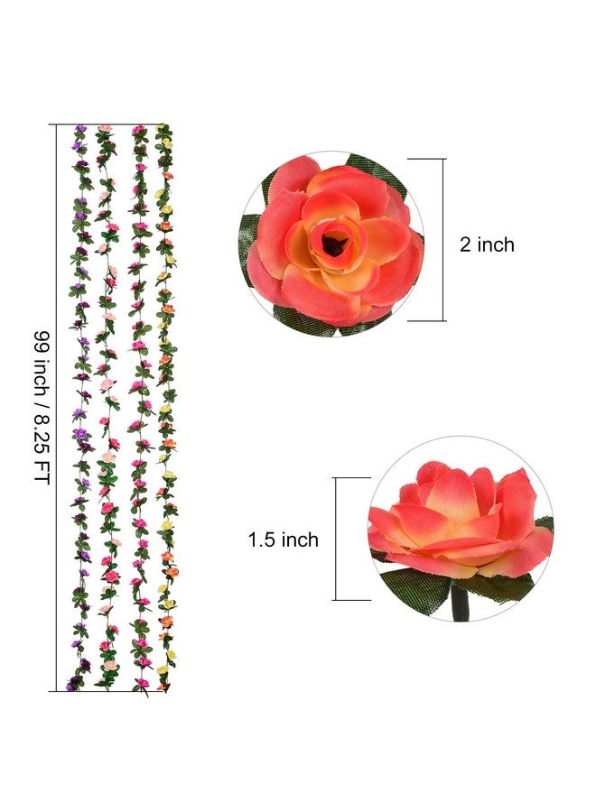 DearHouse 4 Pack Fake Rose Vine Flowers Plants Artificial Flower Hanging Rose Ivy Home Hotel Office Wedding Party Garden Craft Art Dcor (Multicolor) - Image 5