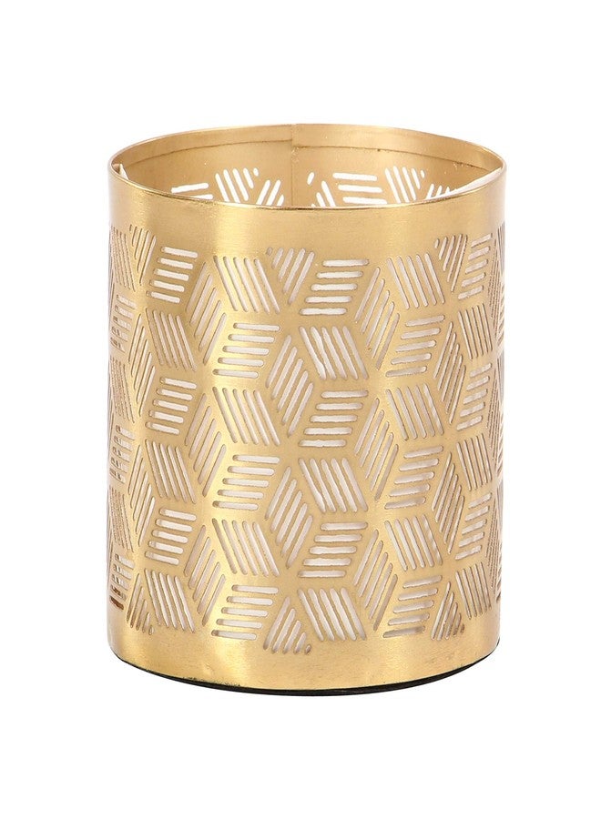 ديكو حامل أقلام رصاص معدني بتصميم هندسي محفور بالليزر من ديكو 79، 4 بوصات × 4 بوصات × 4 بوصات، ذهبي اللون - Image 5