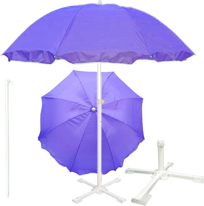 RAINPOPSON RAINPOPSON Outdoor Garden Umbrella With Stand Big Size Patio Garden Umbrella Purple 8Ft  - Image 1