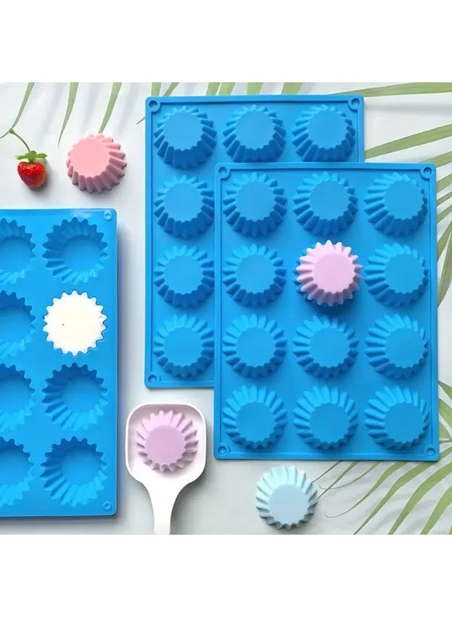1 3pcs Silicone Blue Muffin Cup Donut And Cake Baking Pan Easy To Clean Heat Resistant Kitchen Tool For Restaurants Christmas Valentine Halloween Gift - Image 5