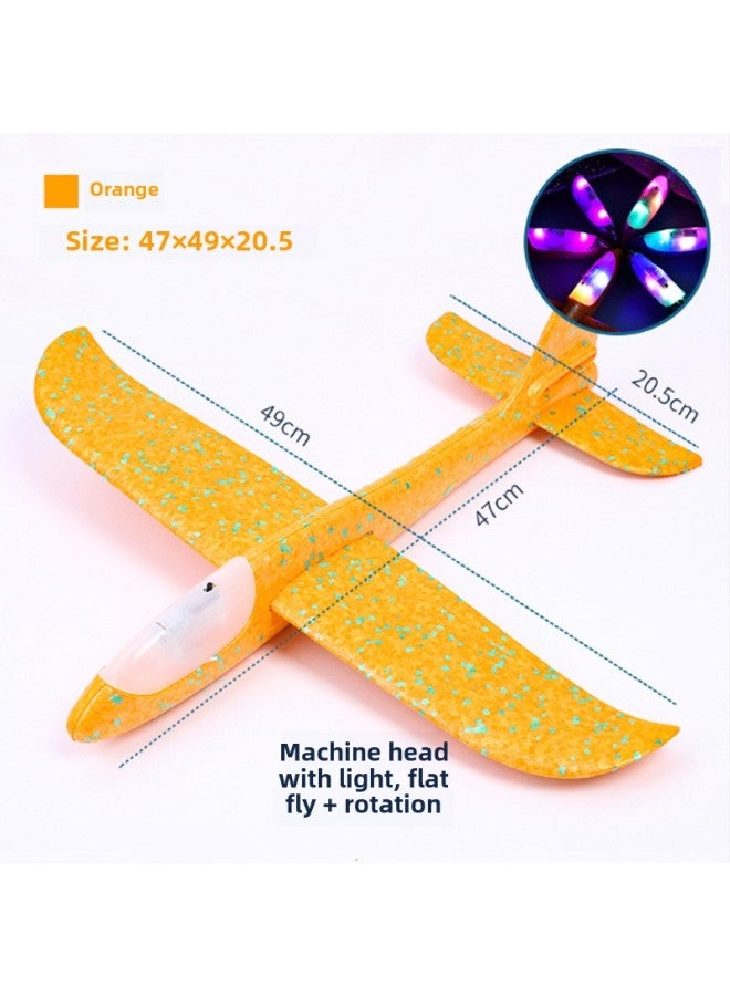 Hand Throwing Foam Plane Toy With Light Swing Electric Glider Children Throwing Simulation Aviation Model Stall-Color:Orange-head Glowing EPP Foam Hand-tossed Aircraft - Image 1