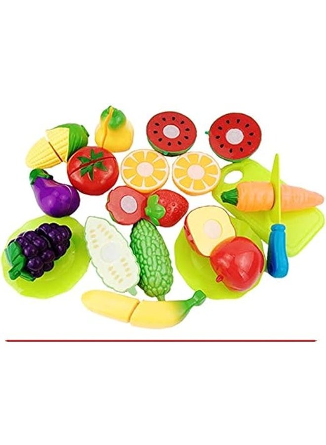 Classic 16-piece vegetable and fruit play kitchen set for children's early learning, education, and food preparation - Image 1