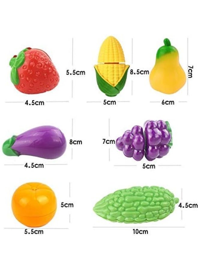 Classic 16-piece vegetable and fruit play kitchen set for children's early learning, education, and food preparation - Image 2