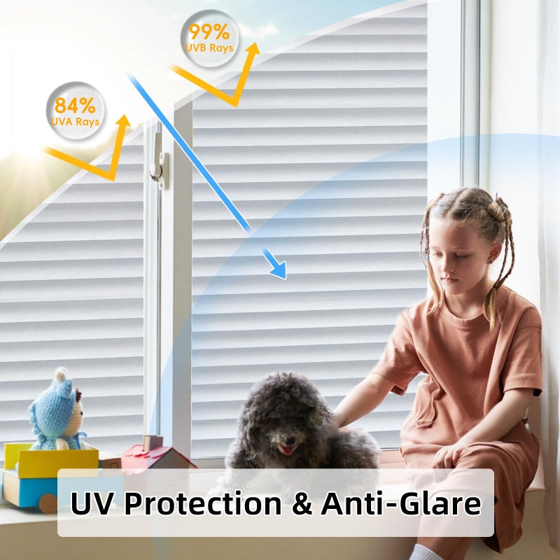 DUOFIRE Window Film Blinds Pattern Privacy Window Film Glass Film Static Cling Glass Film No Glue Anti-UV Window Sticker for Bathroom Bedroom Living Room DP040 (23.6 x 118 inch) - Image 2