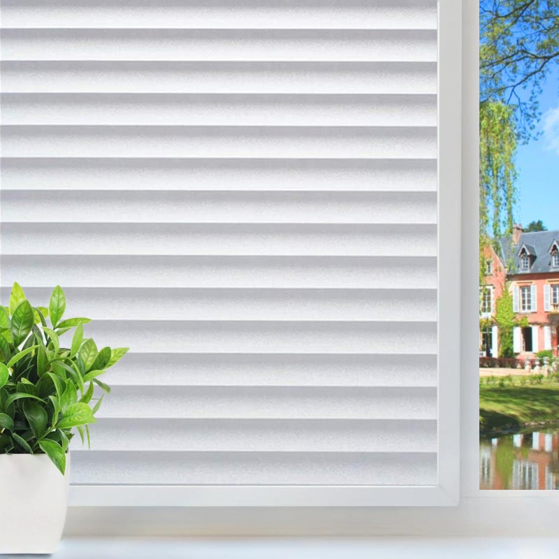 DUOFIRE Window Film Blinds Pattern Privacy Window Film Glass Film Static Cling Glass Film No Glue Anti-UV Window Sticker for Bathroom Bedroom Living Room DP040 (23.6 x 118 inch) - Image 1