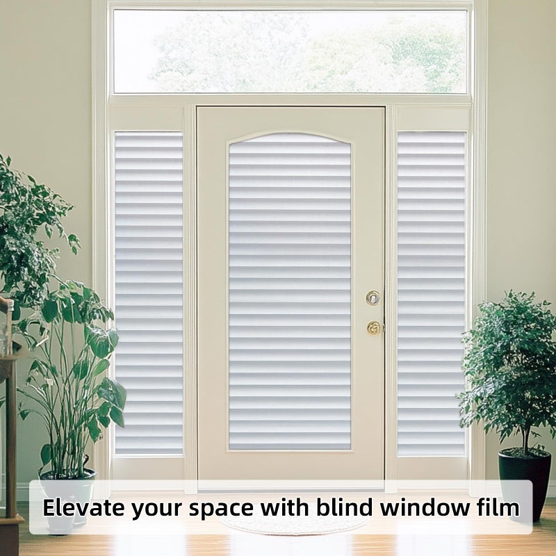 DUOFIRE Window Film Blinds Pattern Privacy Window Film Glass Film Static Cling Glass Film No Glue Anti-UV Window Sticker for Bathroom Bedroom Living Room DP040 (23.6 x 118 inch) - Image 5