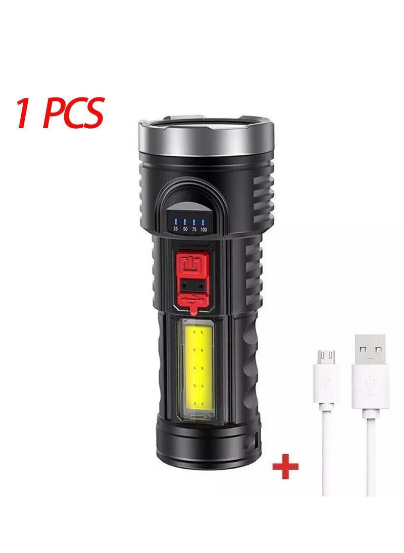 Generic Super Bright Flashlight 4-Modes COB Torch USB Rechargeable Flashlight Spotlight  - Image 5