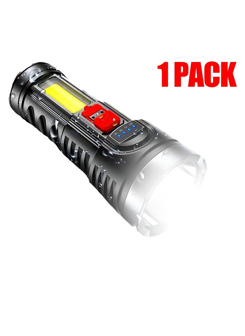 Super Bright Flashlight 4-Modes COB Torch USB Rechargeable Flashlight Spotlight