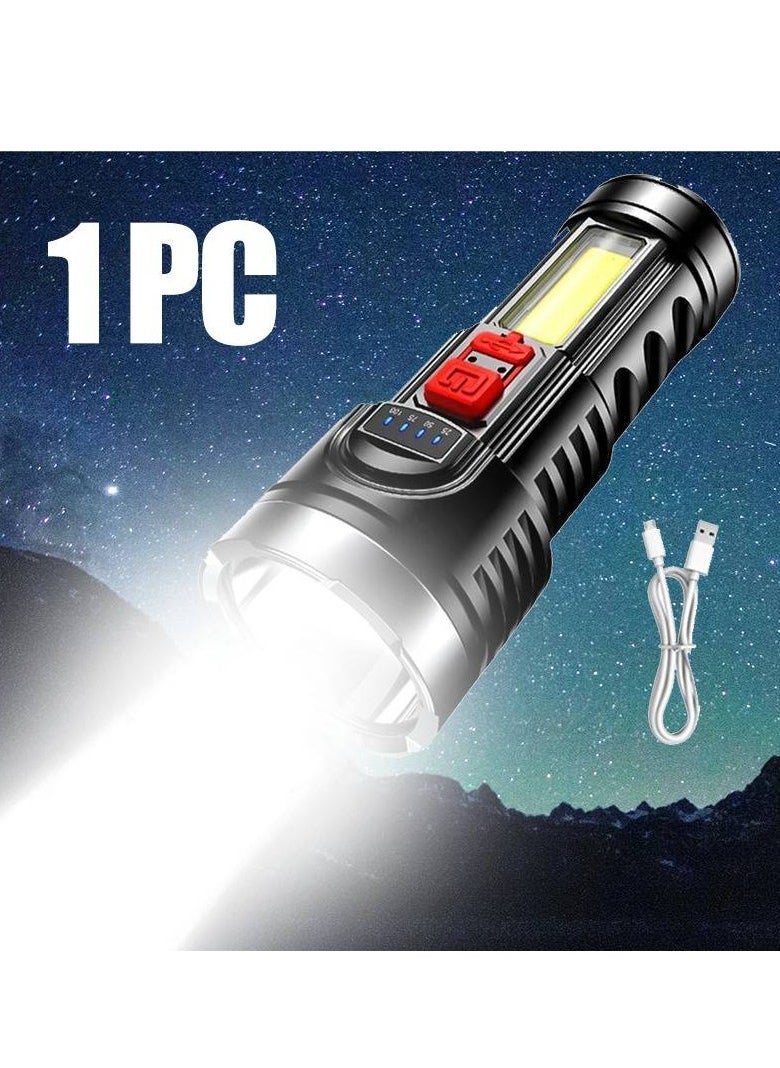 Super Bright Flashlight 4-Modes COB Torch USB Rechargeable Flashlight Spotlight