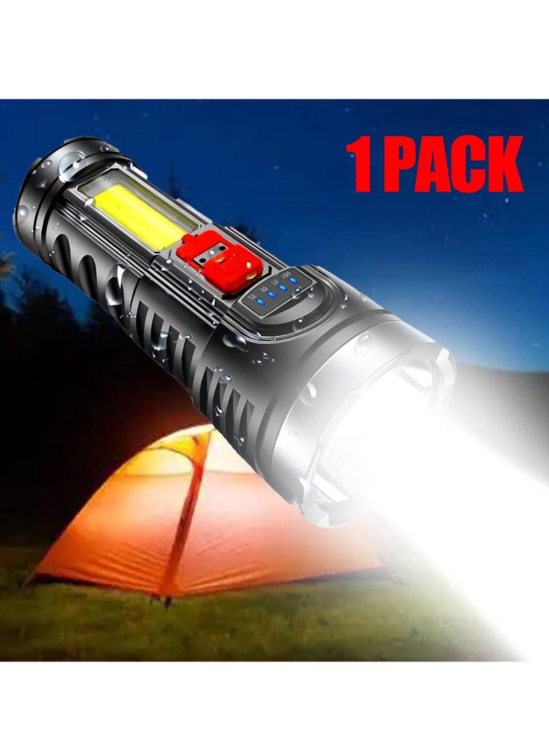 Super Bright Flashlight 4-Modes COB Torch USB Rechargeable Flashlight Spotlight