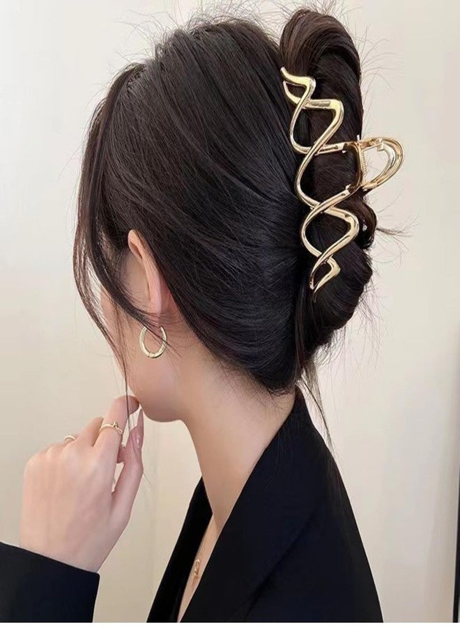 Jacnkb Wave Hair Claw Clip Wavy Metal Hair Clips Large Gold Hair Claws Barrettes Strong Hold Nonslip Hair Jaw Clips for Thin Thick Hair Stylish Hair Accessories for Women Girls - Image 2