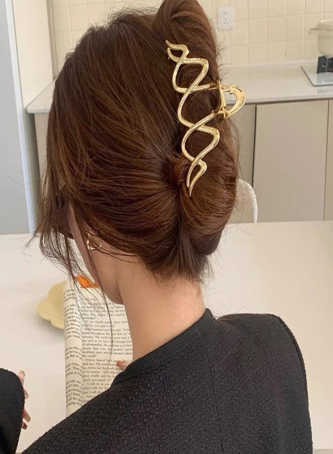 Jacnkb Wave Hair Claw Clip Wavy Metal Hair Clips Large Gold Hair Claws Barrettes Strong Hold Nonslip Hair Jaw Clips for Thin Thick Hair Stylish Hair Accessories for Women Girls - Image 4