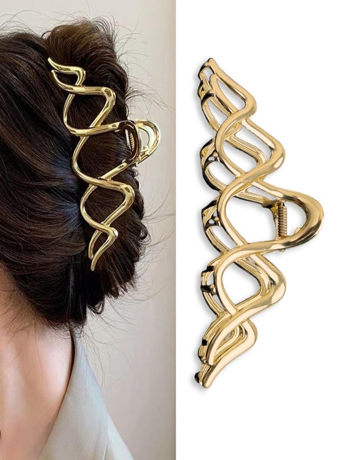 Jacnkb Wave Hair Claw Clip Wavy Metal Hair Clips Large Gold Hair Claws Barrettes Strong Hold Nonslip Hair Jaw Clips for Thin Thick Hair Stylish Hair Accessories for Women Girls - Image 1