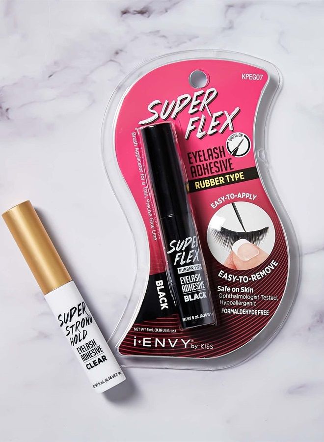KISS i-Envy Super Flex Brush Eyelash Adhesive Rubber Type Black 0.176 oz KPEG07 (2 PACK)