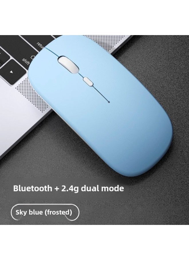Desktop Computer Notebook Universal E-Sports Light Tone Rechargeable Dual-Mode Wireless Mouse Bluetooth-Specification:Sky Blue/bluetooth Dual Template  2.4g Wireless + Bluetooth 5.0 - Image 2