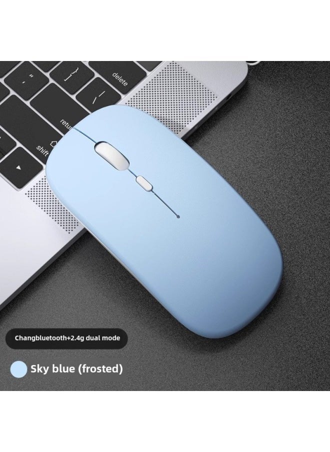 Desktop Computer Notebook Universal E-Sports Light Tone Rechargeable Dual-Mode Wireless Mouse Bluetooth-Specification:Sky Blue/bluetooth Dual Template  2.4g Wireless + Bluetooth 5.0 - Image 1