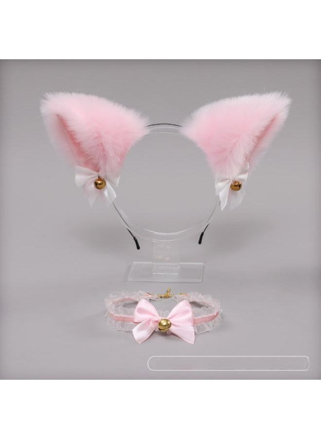 Generic A Generation Of Hair Hand Lolita Accessories Fox Ears Cat Ears Hairband Lace Bow Bell Collar Set 
