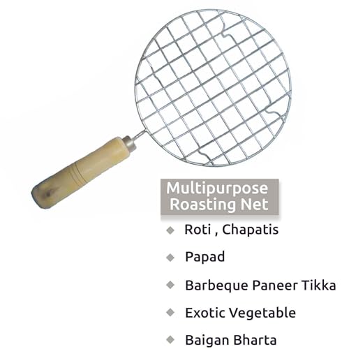 Sulfar Nixy Series Wire Round Wooden Handle Roaster Papad Jali, Paneer Grill, Roti Maker, Barbeque Jali, Chapati Toast Grill - Image 4