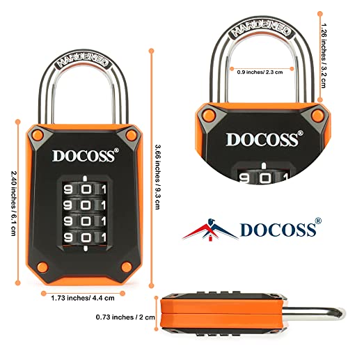 DOCOSS Zinc Strong Number Lock for Door/Combination Padlock, Gate, Gym Locker - Orange Black (1 Pack) - Image 4