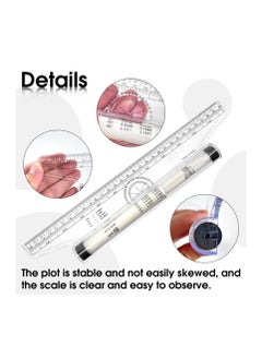 KASTWAVE Measuring Rolling Ruler, Plastic Multifunctional Drawing Parallel Rolling Ruler, Circle Arc Drawing Design Rulers, for Drawing Parallel Lines Circles Angles Squares Drawing Tool (12 Inch)  - Image 4
