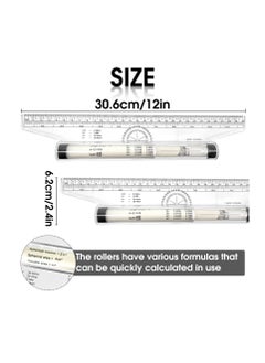 KASTWAVE Measuring Rolling Ruler, Plastic Multifunctional Drawing Parallel Rolling Ruler, Circle Arc Drawing Design Rulers, for Drawing Parallel Lines Circles Angles Squares Drawing Tool (12 Inch)  - Image 5