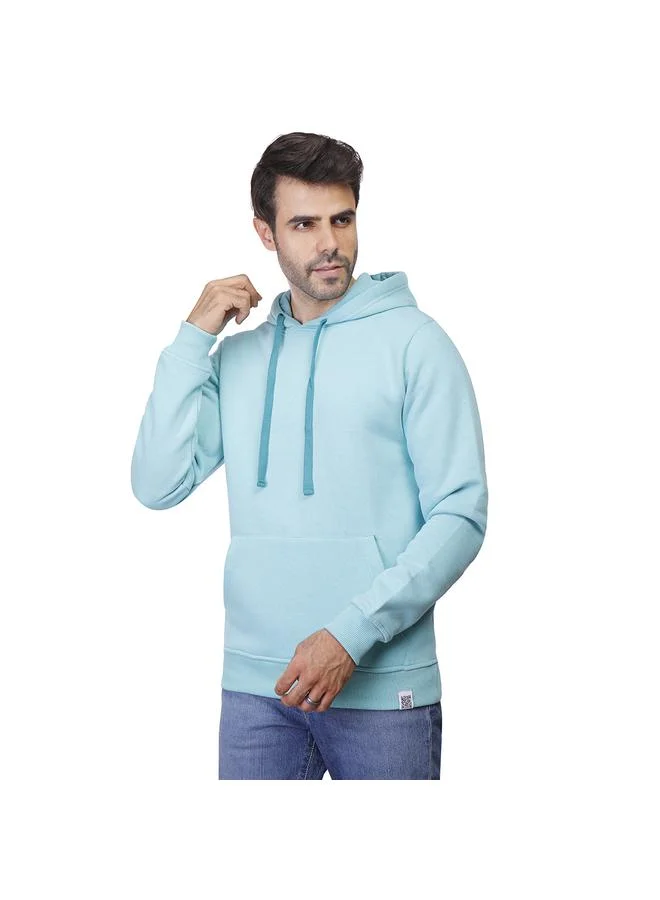 كوب سويت شيرت بغطاء رأس سادة للرجال بأكمام طويلة