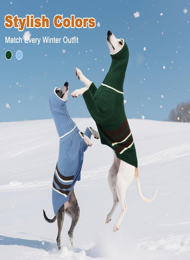 دينتران سترة دينترون للكلاب السلوقية متوسطة الحجم مع غطاء رأس قابل للفصل - سترة شتوية دافئة محبوكة للكلاب ذات الرقبة الطويلة، ملابس شتوية برقبة عالية مع فتحة للرباط مناسبة لكلاب ويبيت، سلوقي، أفغان هاوند، بورزوي - Image 5