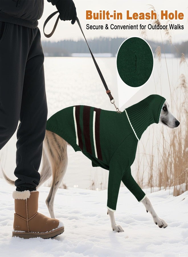 دينتران سترة دينترون للكلاب السلوقية متوسطة الحجم مع غطاء رأس قابل للفصل - سترة شتوية دافئة محبوكة للكلاب ذات الرقبة الطويلة، ملابس شتوية برقبة عالية مع فتحة للرباط مناسبة لكلاب ويبيت، سلوقي، أفغان هاوند، بورزوي - Image 4