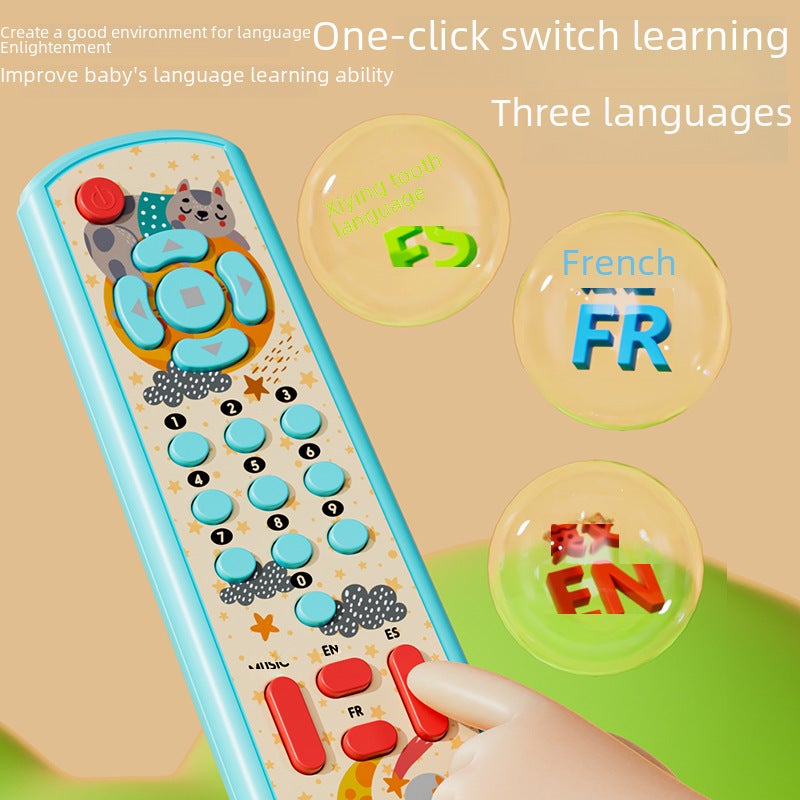 Infant and Toddler Educational Lighting Three-Speech Tv Artificial Remote Control Early Education Foreign Language Multi-Functional Play House Toy(Color box remote control-red-Chinese color box) - Image 5