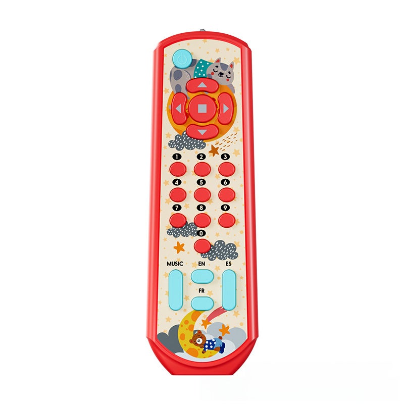 Infant and Toddler Educational Lighting Three-Speech Tv Artificial Remote Control Early Education Foreign Language Multi-Functional Play House Toy(Color box remote control-red-Chinese color box) - Image 1