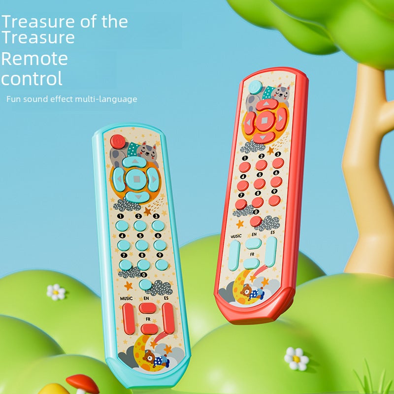 Infant and Toddler Educational Lighting Three-Speech Tv Artificial Remote Control Early Education Foreign Language Multi-Functional Play House Toy(Color box remote control-red-Chinese color box) - Image 2