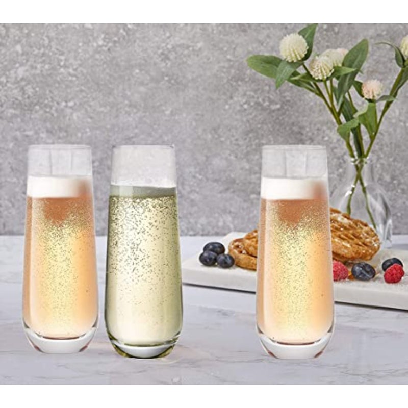 Stemless Champagne Flutes Set of 8 Crystal Glasses. 300ml Champagne Glasses. Prosecco Wine Flute, Mimosa Glasses Set, Cocktail Glass Set, Water Glasses, Highball Glass, Bar Glassware - Image 2