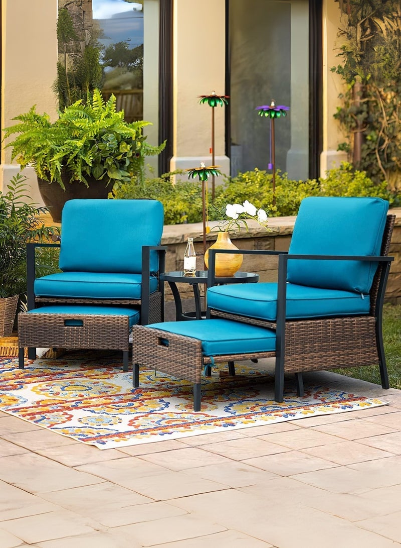 KUSTOMDECO 5 Pieces Patio Furniture Set Outdoor Patio Conversation Bistro Set Modern Chairs with Coffee Table for Home and Balcony Patio Outdoor Furniture Conversation Sets with Porch Chairs and Glass  - Image 1