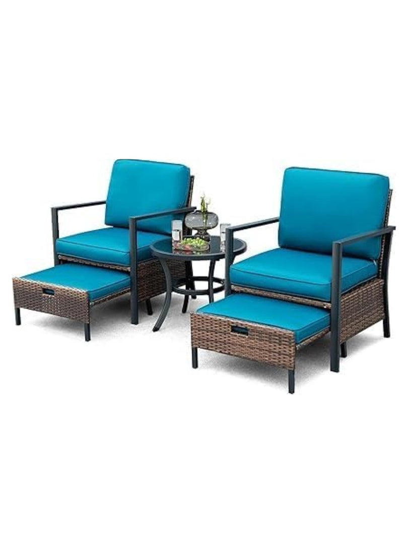 KUSTOMDECO 5 Pieces Patio Furniture Set Outdoor Patio Conversation Bistro Set Modern Chairs with Coffee Table for Home and Balcony Patio Outdoor Furniture Conversation Sets with Porch Chairs and Glass  - Image 2