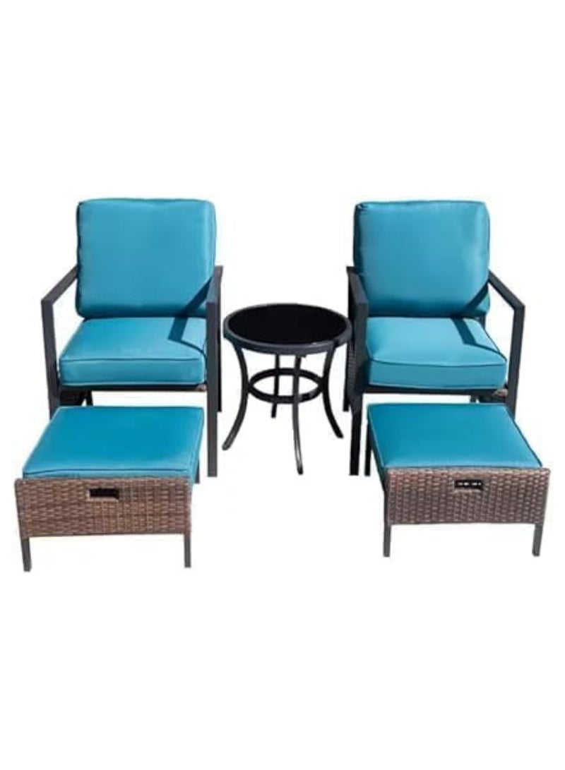 KUSTOMDECO 5 Pieces Patio Furniture Set Outdoor Patio Conversation Bistro Set Modern Chairs with Coffee Table for Home and Balcony Patio Outdoor Furniture Conversation Sets with Porch Chairs and Glass  - Image 4