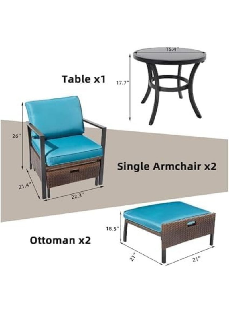 KUSTOMDECO 5 Pieces Patio Furniture Set Outdoor Patio Conversation Bistro Set Modern Chairs with Coffee Table for Home and Balcony Patio Outdoor Furniture Conversation Sets with Porch Chairs and Glass  - Image 3