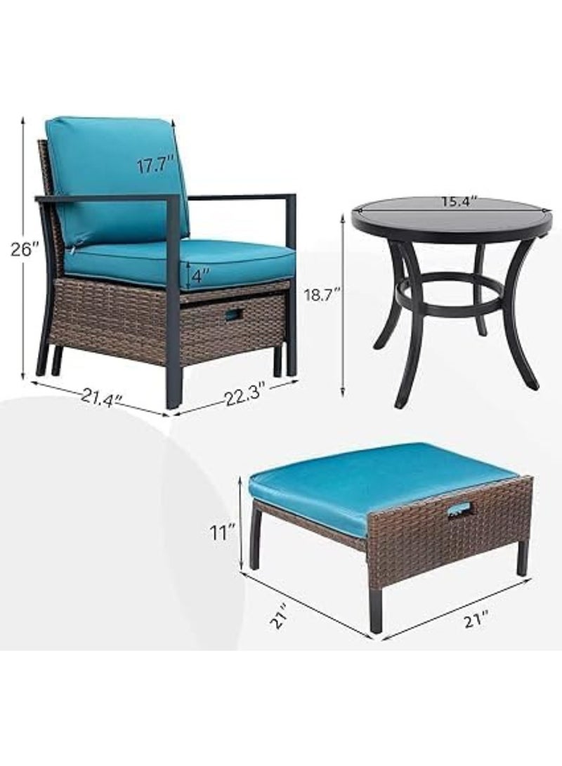 5 Pieces Patio Furniture Set Outdoor Patio Conversation Bistro Set Modern Chairs with Coffee Table for Home and Balcony Patio Outdoor Furniture Conversation Sets with Porch Chairs and Glass