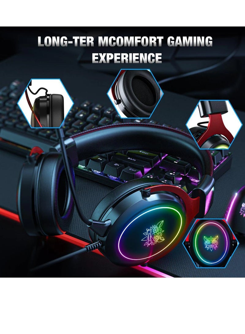 أونيكوما سماعة الألعاب السلكية ONIKUMA X10 RGB مع ميكروفون قابل للفصل - Image 2