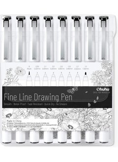 Ohuhu Micro Pen Fineliner Drawing Pens: 8 Sizes Fineliner Pens Pigment Black Ink Assorted Point Sizes Waterproof for Writing Drawing Journaling Sketching Anime Manga Watercolor for Artists Beginners  - Image 1