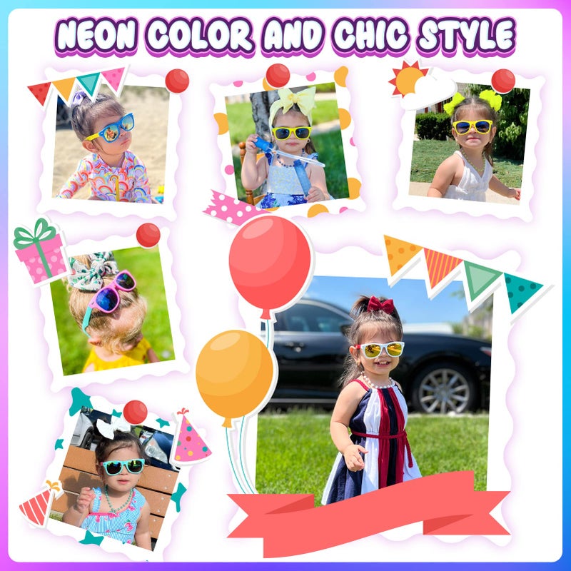 GINMIC Kids Sunglasses Bulk Party Favors, 12Pack Valentines Day Gifts UV 400 Protection Neon Sunglasses for Boys and Girls, Party Favor, Birthday Classroom Goodie Bags Party Supplies. - Image 2