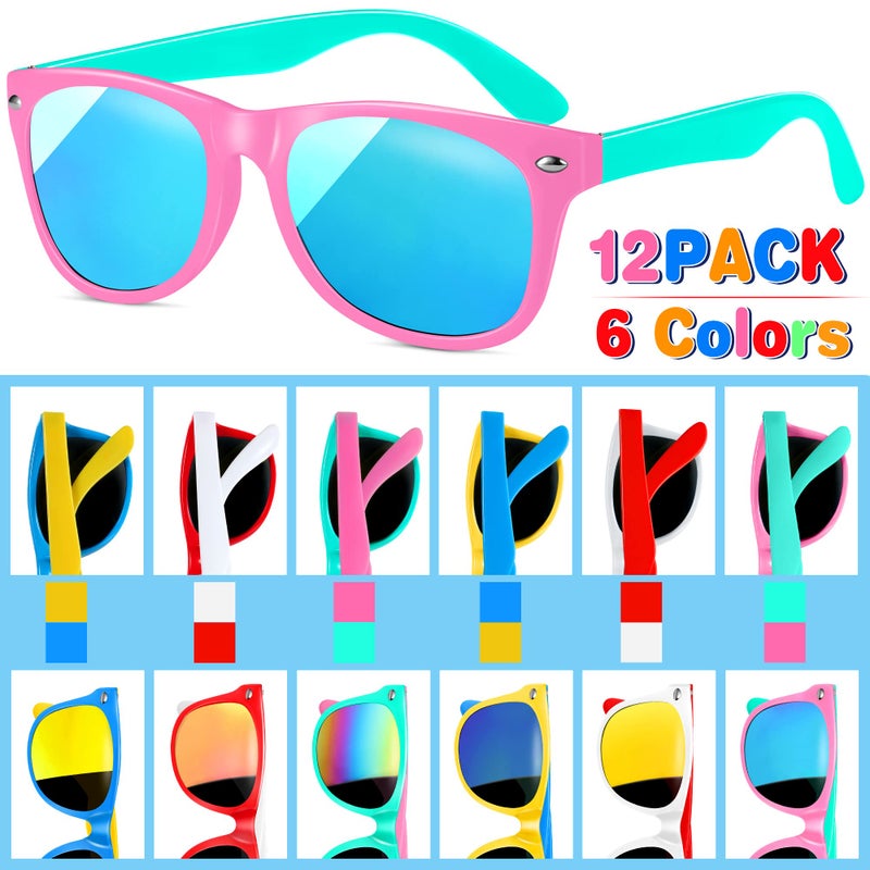 GINMIC Kids Sunglasses Bulk Party Favors, 12Pack Valentines Day Gifts UV 400 Protection Neon Sunglasses for Boys and Girls, Party Favor, Birthday Classroom Goodie Bags Party Supplies. - Image 3